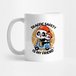 Cute panda wears helmet - Educational t-shirt for kids about traffic safety Mug